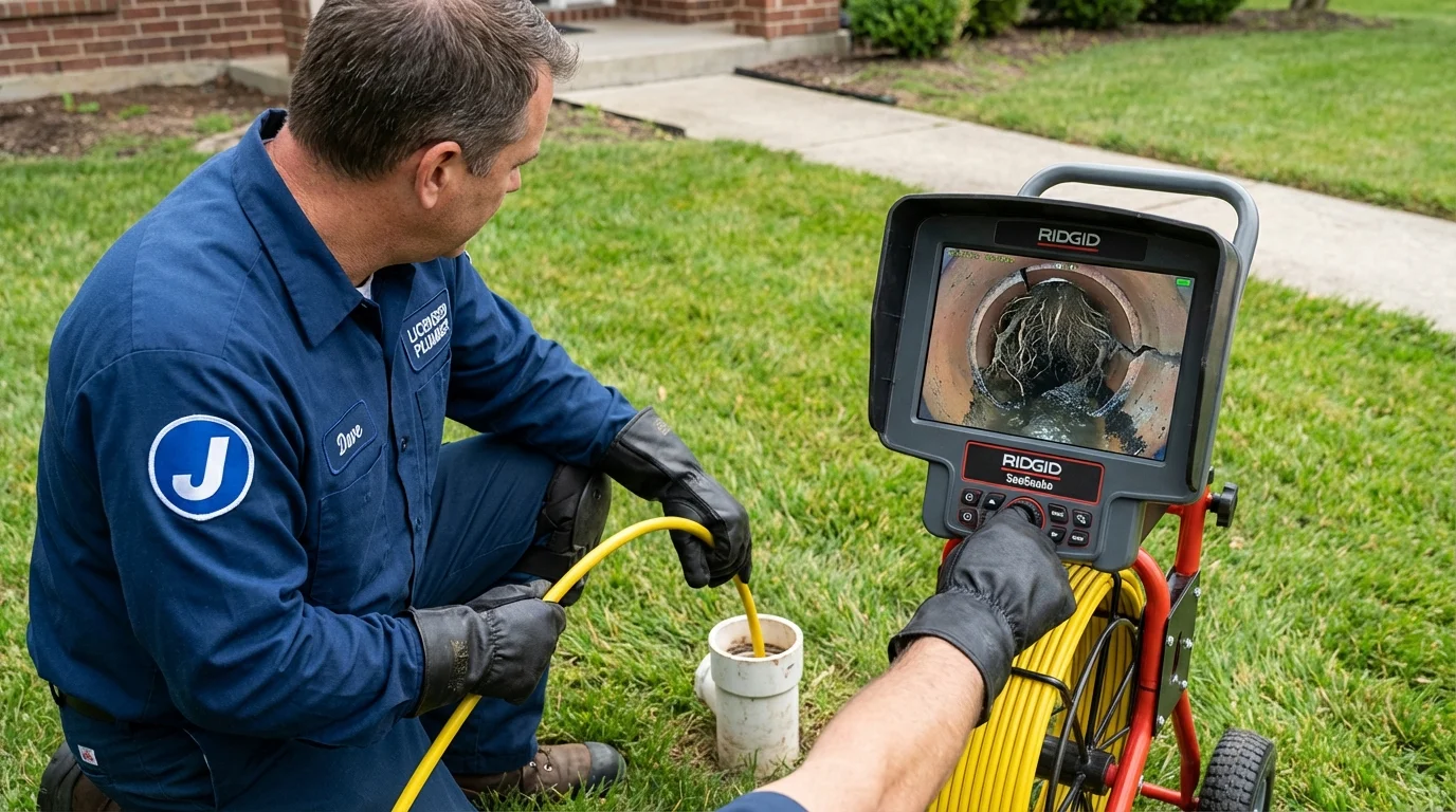 Sewer camera inspection being performed by Johns Plumbing LLC in Parker