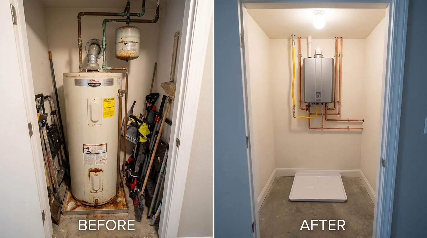 Tank water heater versus wall-mounted tankless unit comparison for Parker, SD homeowners